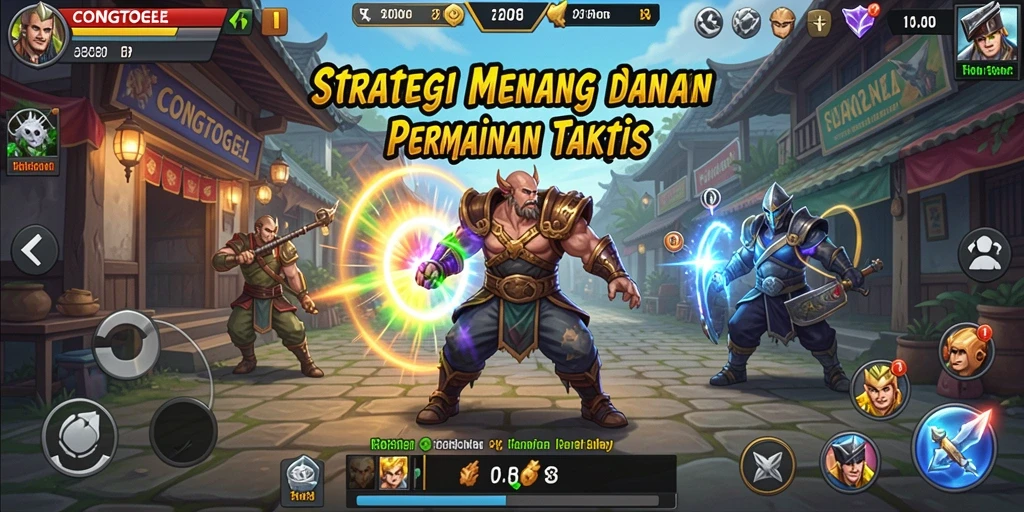 Screenshot gameplay CONGTOGEL menunjukkan strategi pertempuran yang mendebarkan.