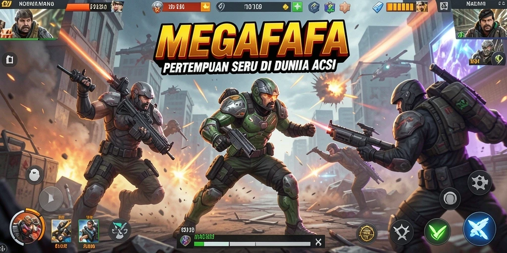 Tampilan seru dari gameplay MEGAFAFA dengan aksi mendebarkan.