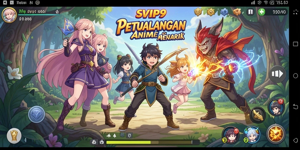 Tampilan gameplay seru dalam dunia Anime yang penuh warna.